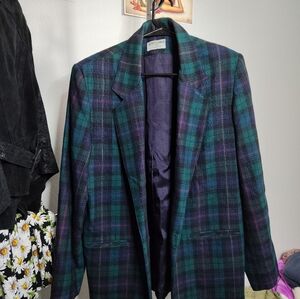 Vintage Oversized Plaid Blazer 1980s